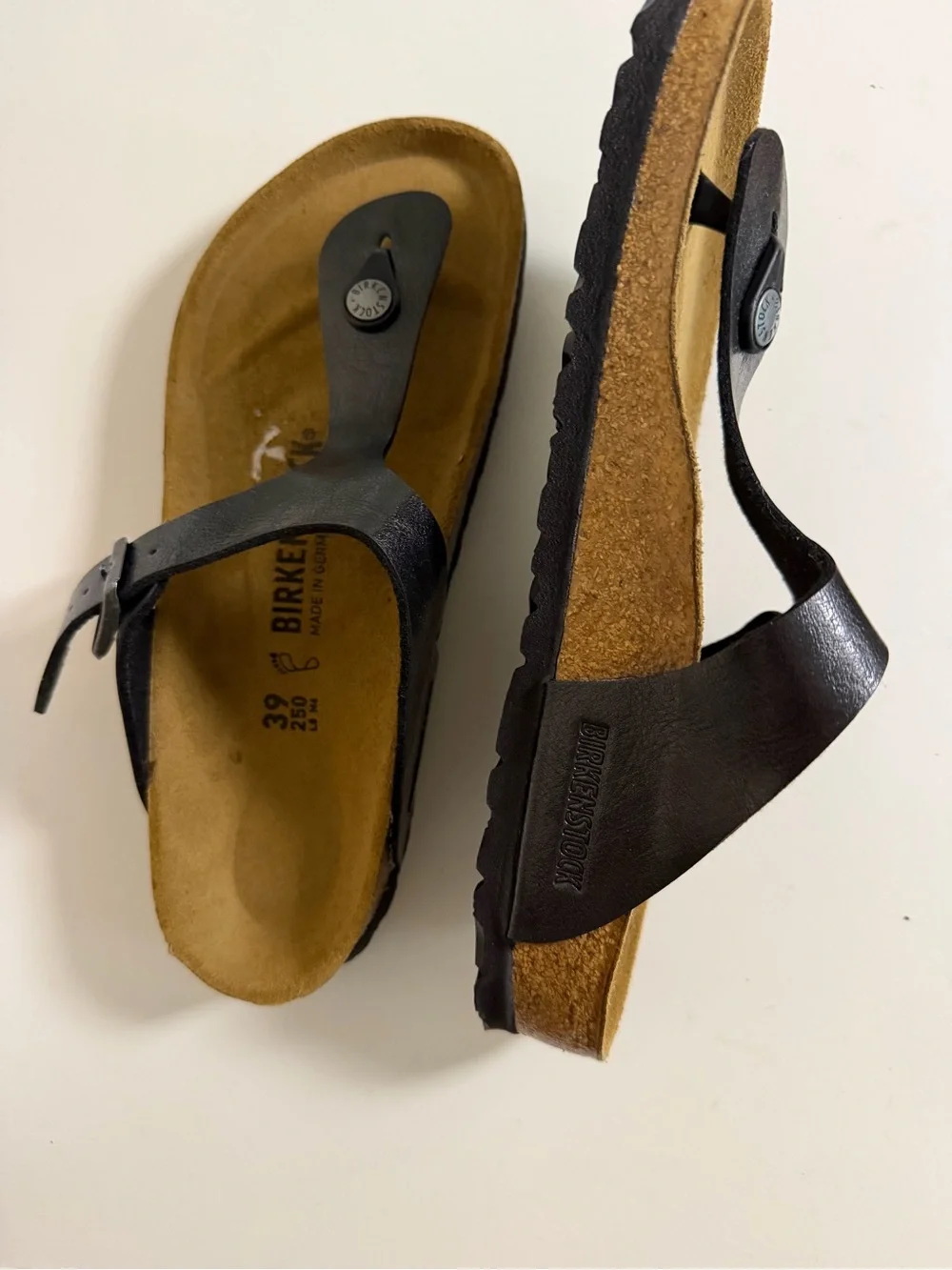 Birkenstock Black Thong Sandals with Buckle